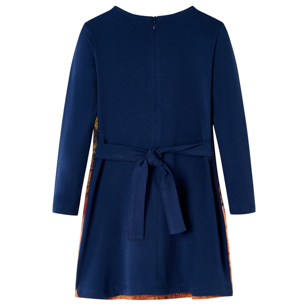 Kinderjurk met lange mouwen 104 marineblauw