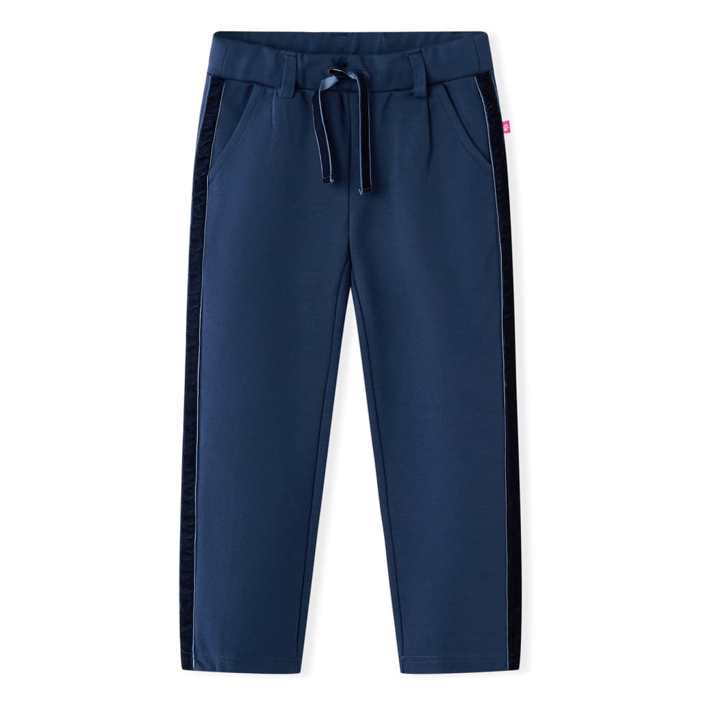 Kinderbroek met zwarte bies 92 marineblauw