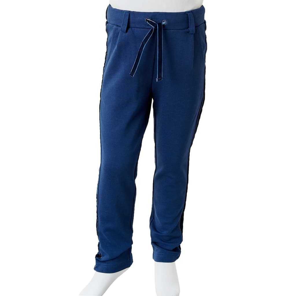 Kinderbroek met zwarte bies 92 marineblauw