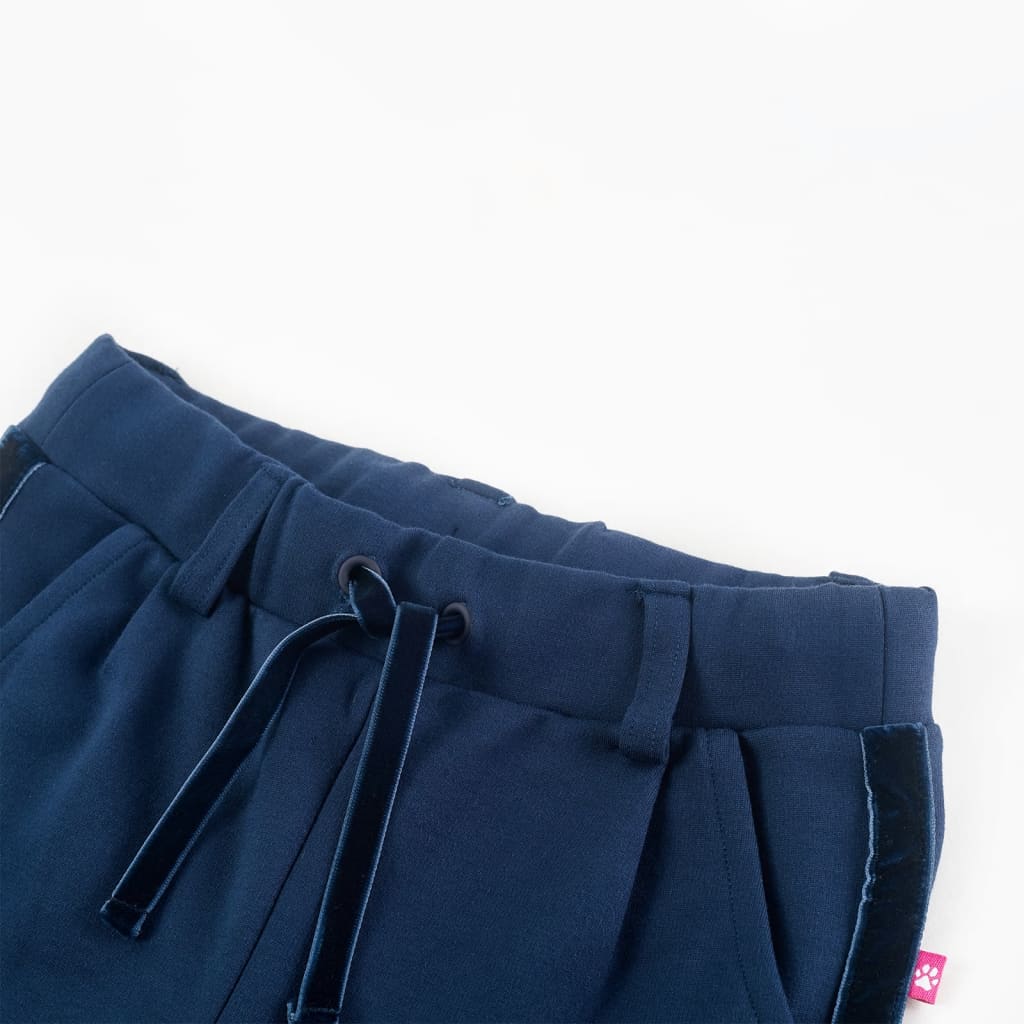 Kinderbroek met zwarte bies 140 marineblauw