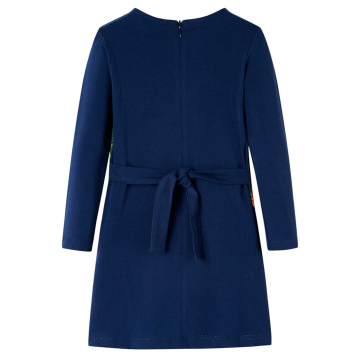 Kinderjurk met lange mouwen 104 marineblauw