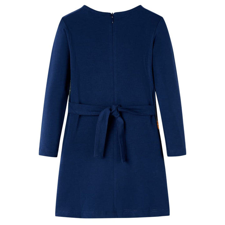 Kinderjurk met lange mouwen 116 marineblauw