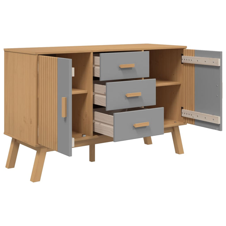 Dressoir OLDEN 114x43x73,5 cm massief groenenhout grijs en bruin