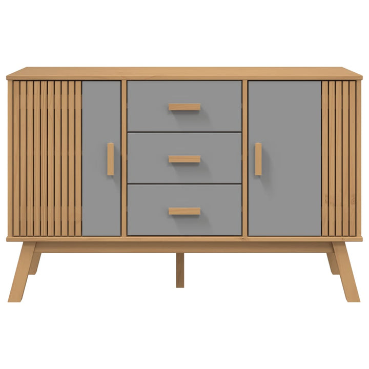 Dressoir OLDEN 114x43x73,5 cm massief groenenhout grijs en bruin