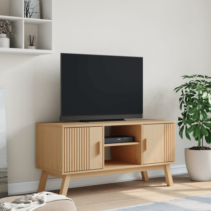 Tv-meubel OLDEN 114x43x57 cm massief groenenhout bruin