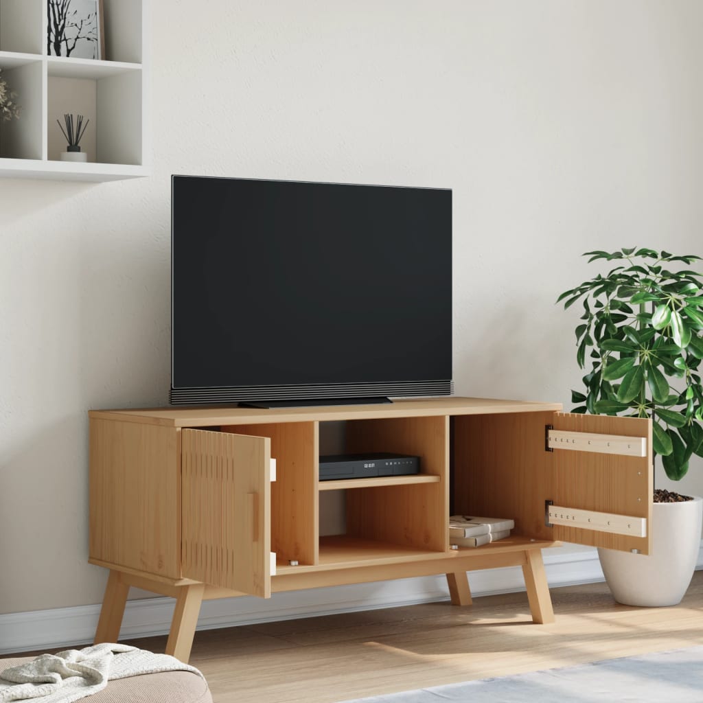 Tv-meubel OLDEN 114x43x57 cm massief groenenhout bruin