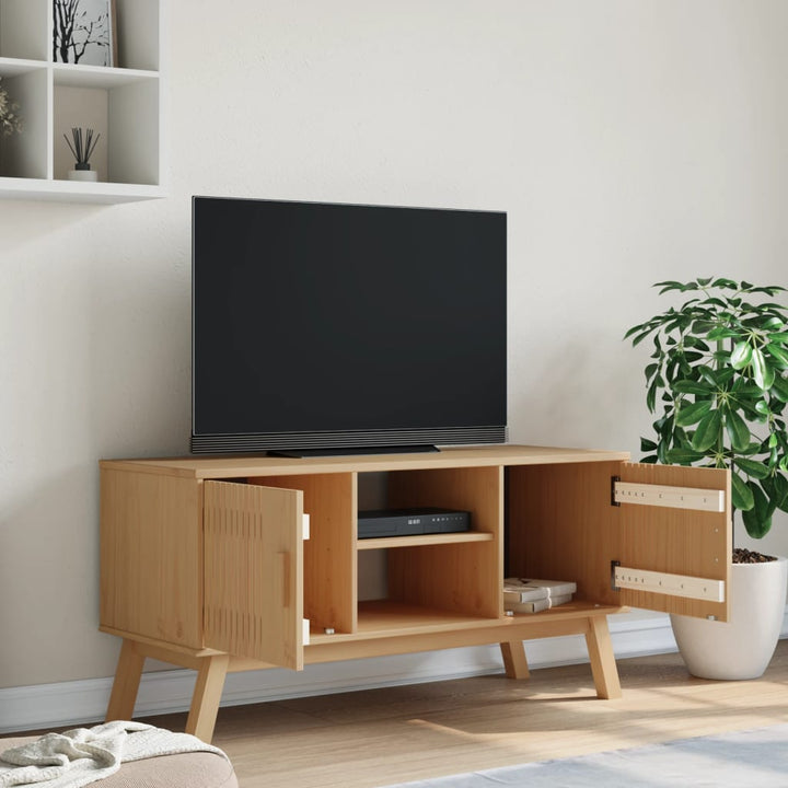 Tv-meubel OLDEN 114x43x57 cm massief groenenhout bruin