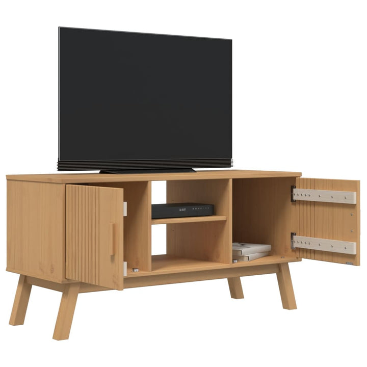 Tv-meubel OLDEN 114x43x57 cm massief grenenhout bruin