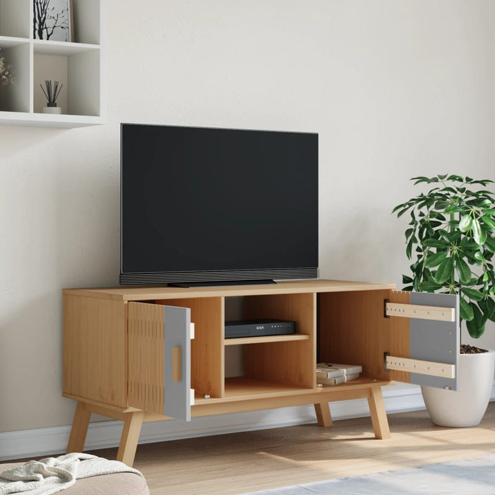 Tv-meubel OLDEN 114x43x57 cm groenhout grijs en bruin