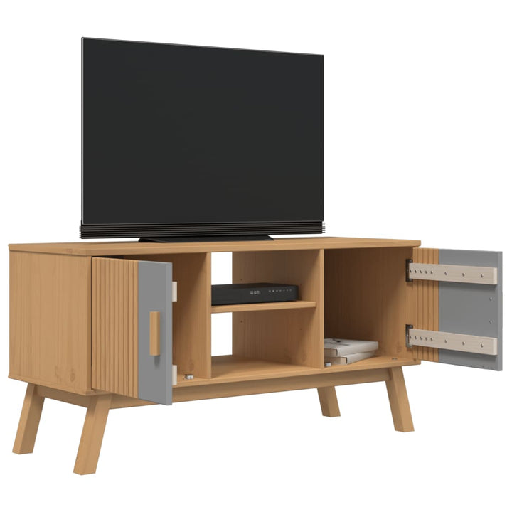 Tv-meubel OLDEN 114x43x57 cm groenhout grijs en bruin