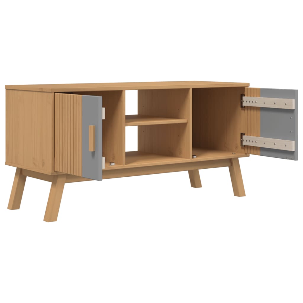 Tv-meubel OLDEN 114x43x57 cm groenhout grijs en bruin