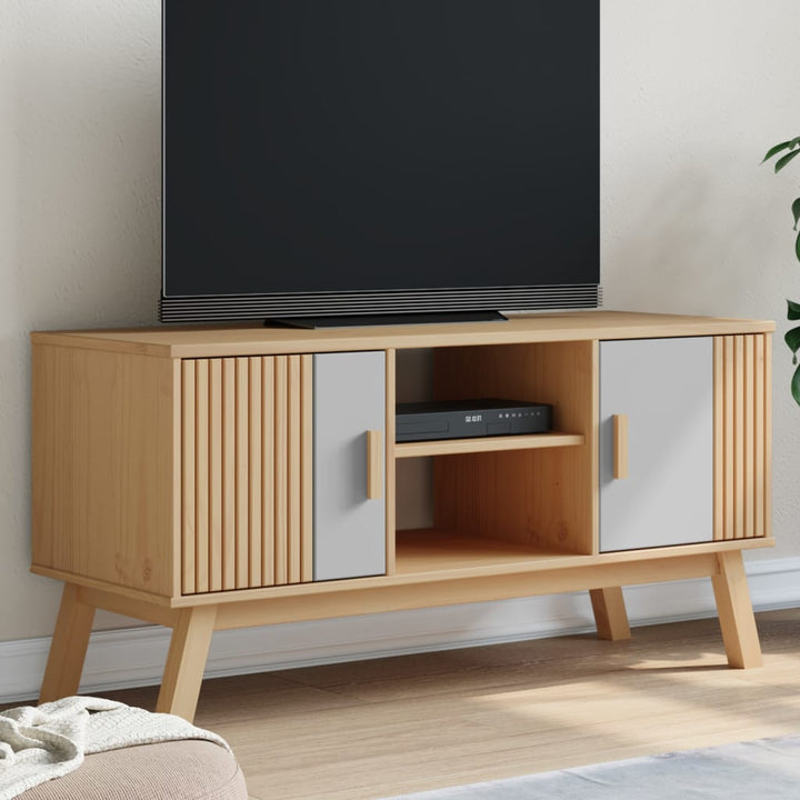 Tv-meubel OLDEN 114x43x57 cm groenhout grijs en bruin