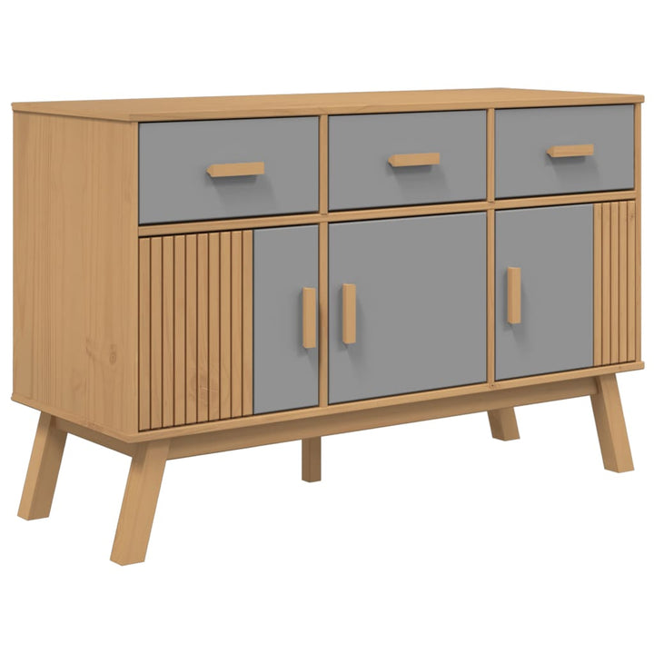 Dressoir OLDEN 114x43x73,5 cm massief groenenhout grijs en bruin