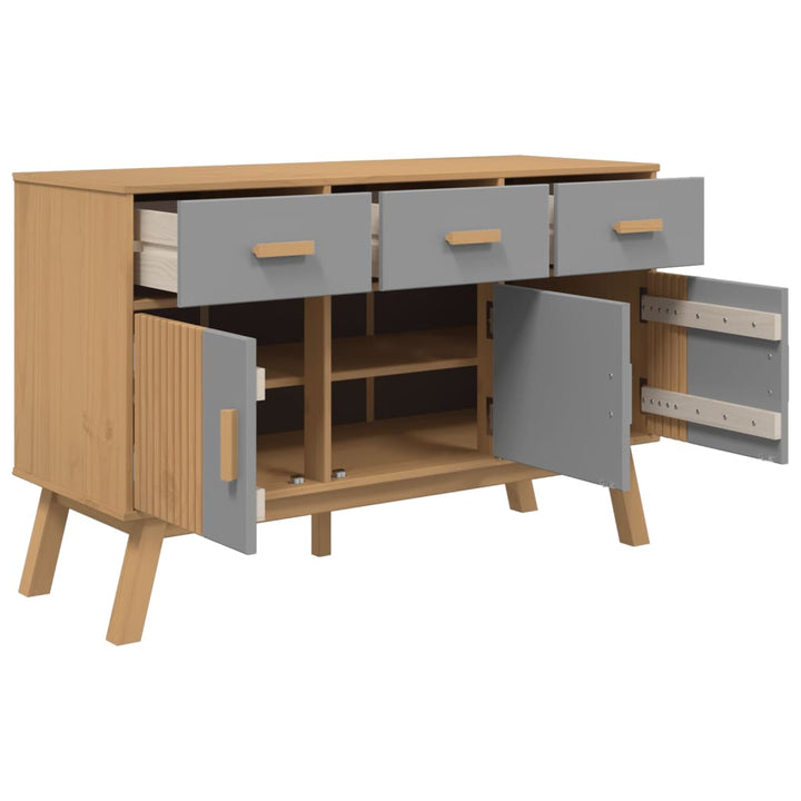 Dressoir OLDEN 114x43x73,5 cm massief groenenhout grijs en bruin