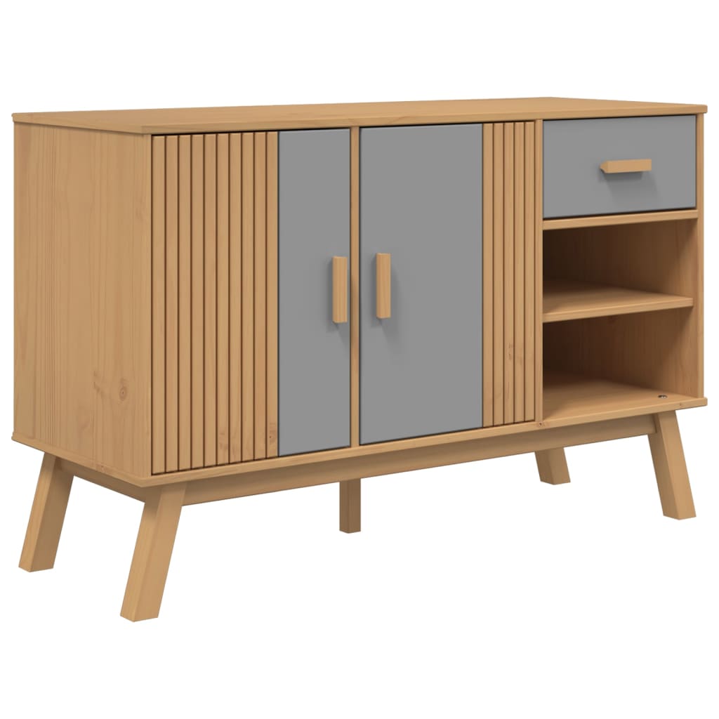 Dressoir OLDEN 114x43x73,5 cm massief groenenhout grijs en bruin