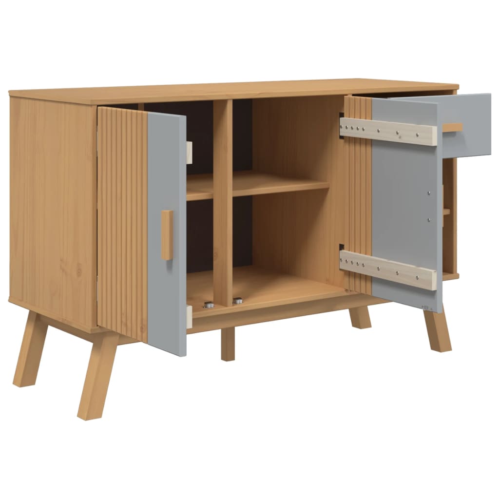 Dressoir OLDEN 114x43x73,5 cm massief groenenhout grijs en bruin