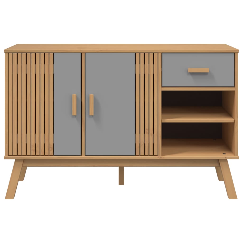 Dressoir OLDEN 114x43x73,5 cm massief groenenhout grijs en bruin