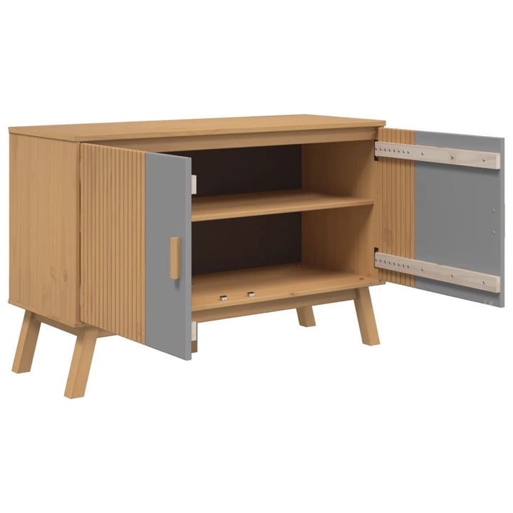 Dressoir OLDEN 114x43x73,5 cm massief groenenhout grijs en bruin