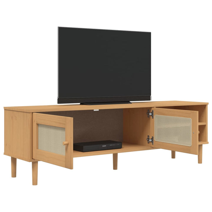 Tv-meubel SENJA 158x40x49 cm rattan-look grenenhout bruin