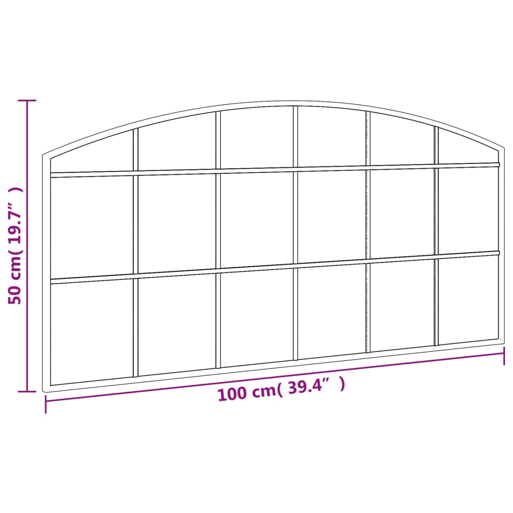 Wandspiegel boog 100x50 cm ijzer zwart