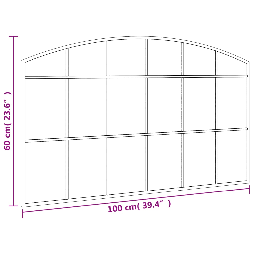 Wandspiegel boog 100x60 cm ijzer zwart