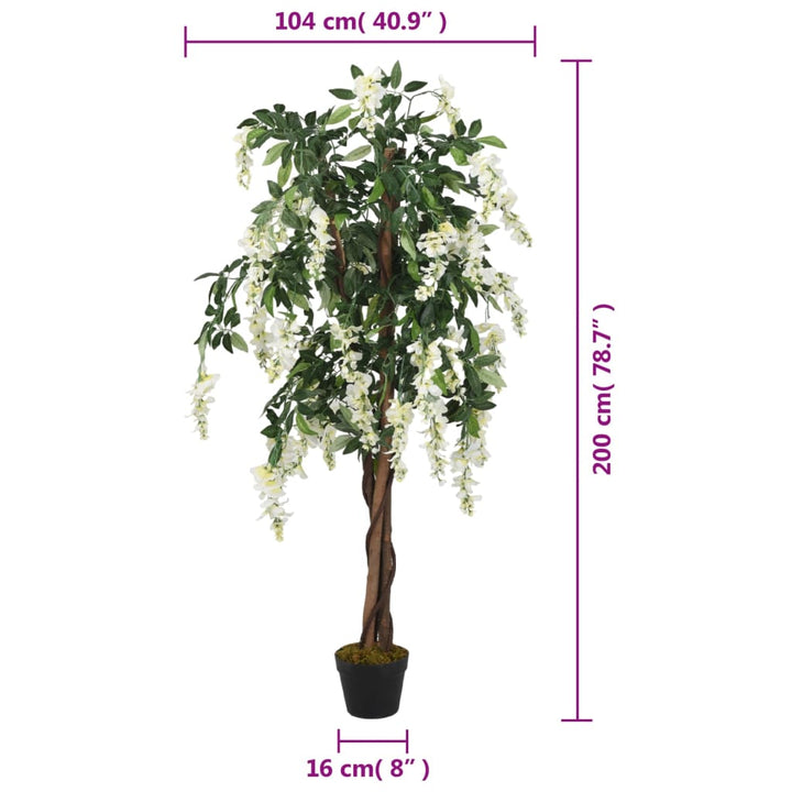 Kunstplant wisteria 1470 bladeren 200 cm groen en wit