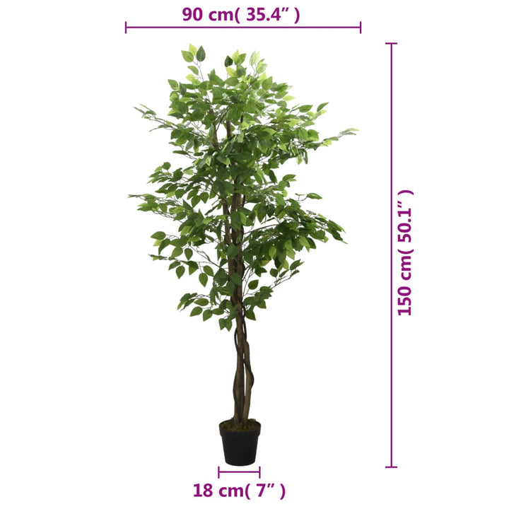 Kunstboom ficus 756 bladeren 150 cm groen