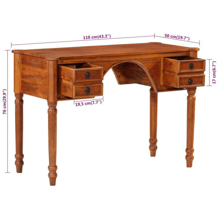 Bureau met lades 110x50x76 cm massief acaciahout