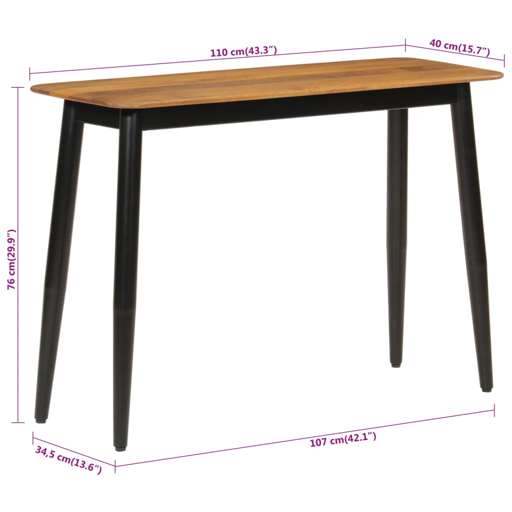 Wandtafel 110x40x76 cm massief mangohout en ijzer