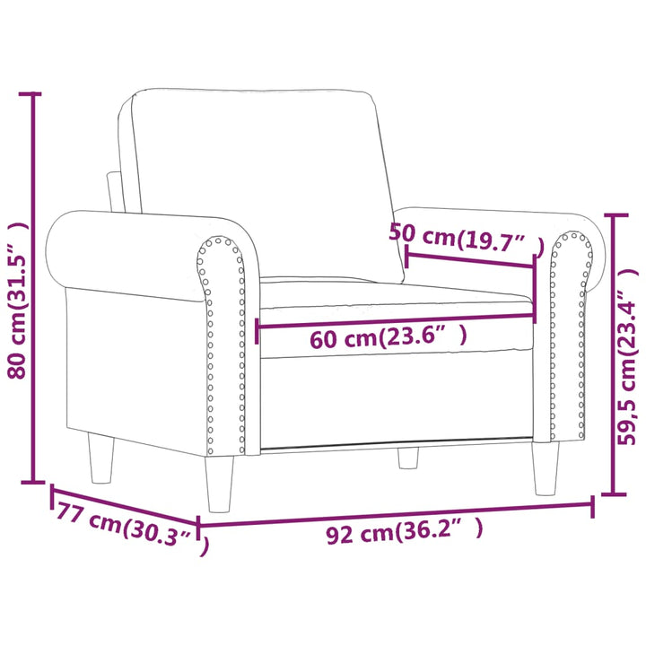 Fauteuil 60 cm fluweel zwart