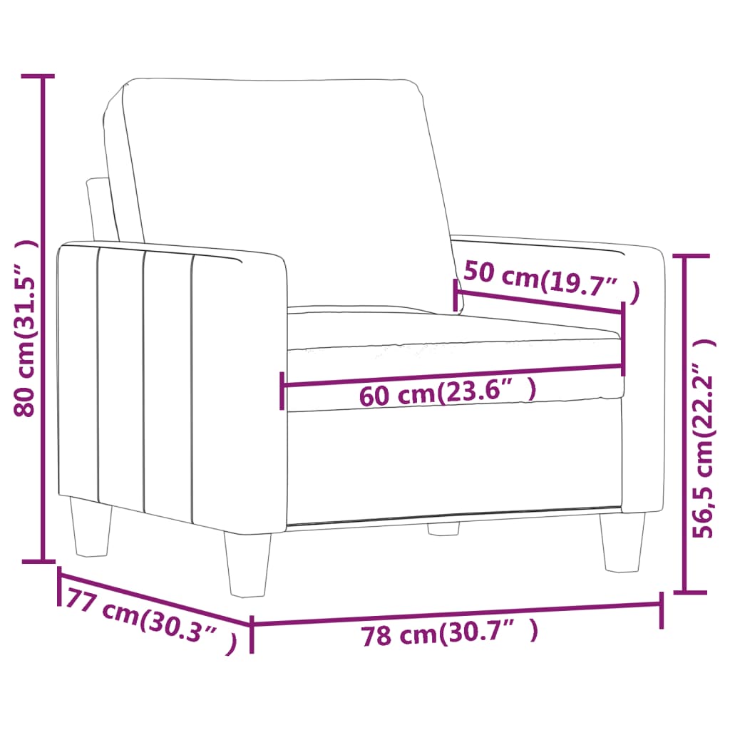 Fauteuil 60 cm kunstleer crèmekleurig