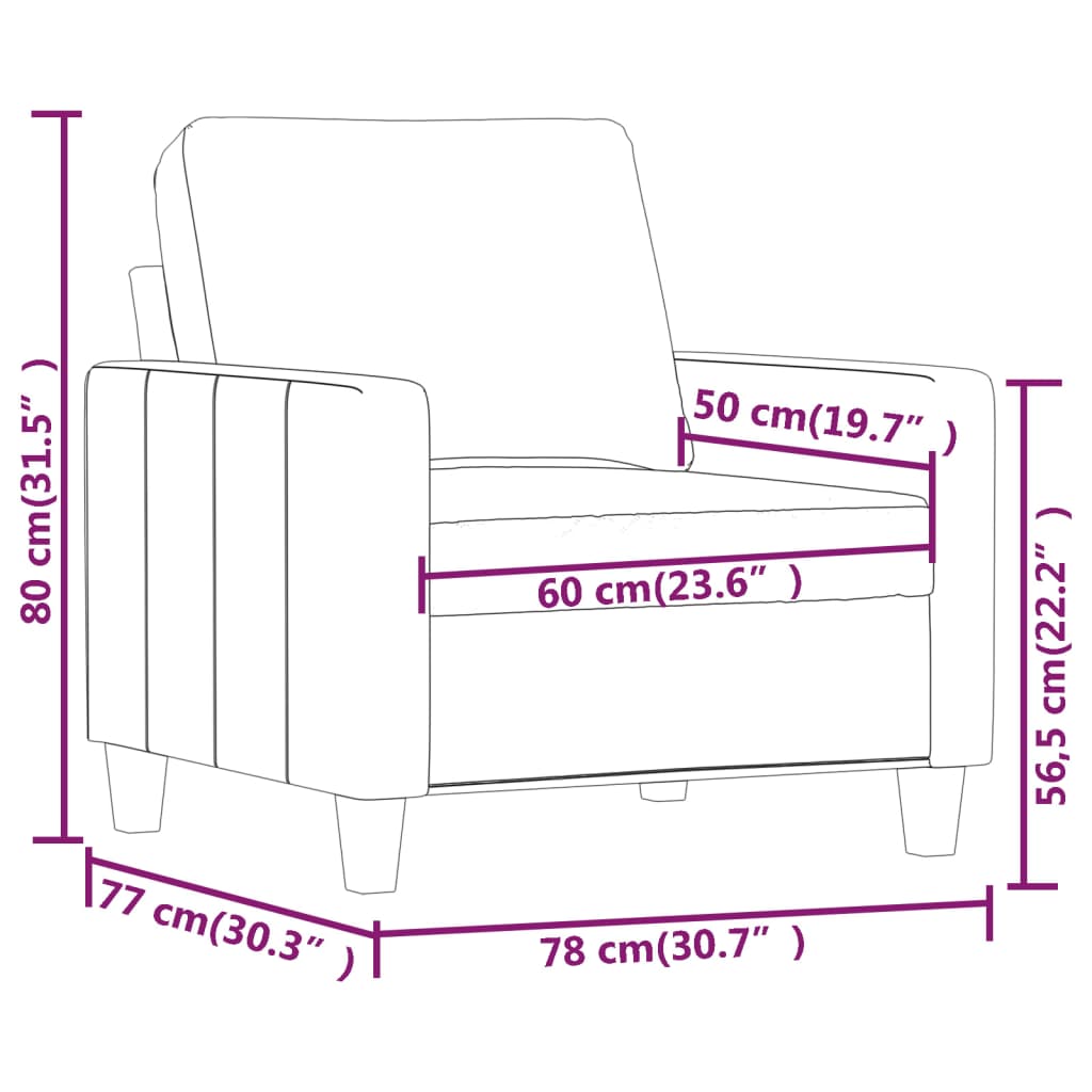 Fauteuil 60 cm kunstleer wijnrood