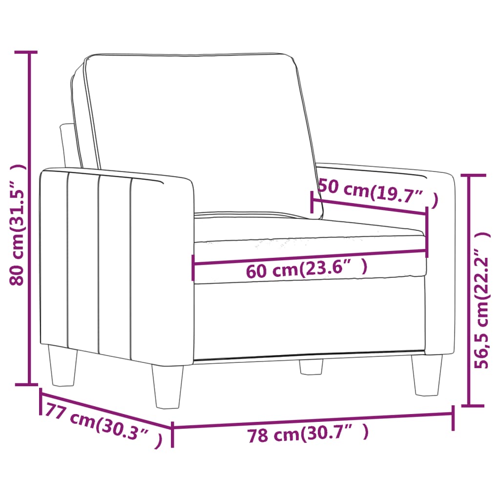 Fauteuil 60 cm stof bruin