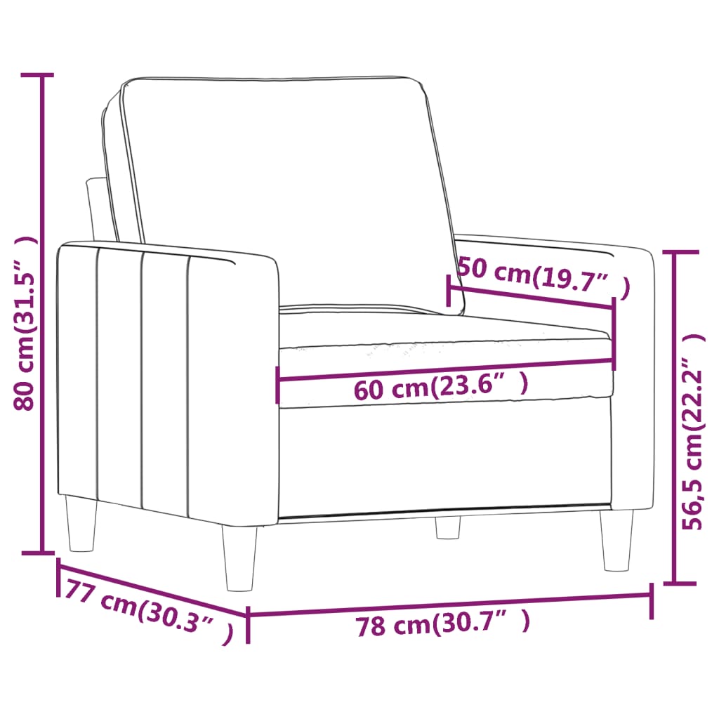 Fauteuil 60 cm fluweel geel