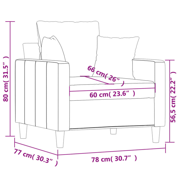 Fauteuil 60 cm fluweel lichtgrijs