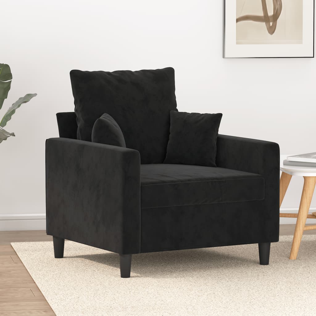 Fauteuil 60 cm fluweel zwart