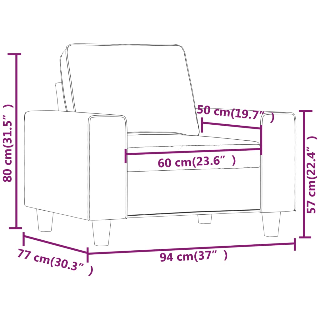 Fauteuil 60 cm stof bruin