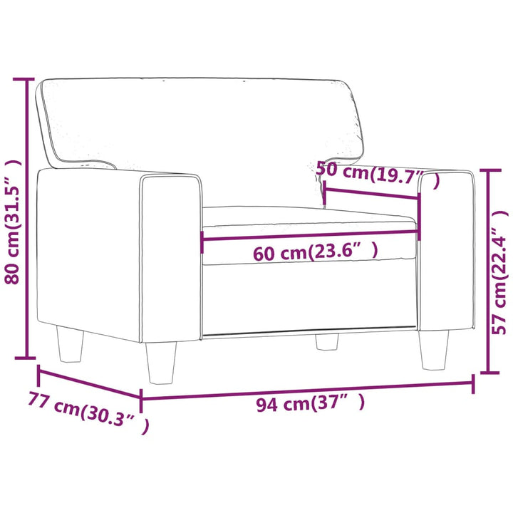 Fauteuil 60 cm kunstleer crèmekleurig