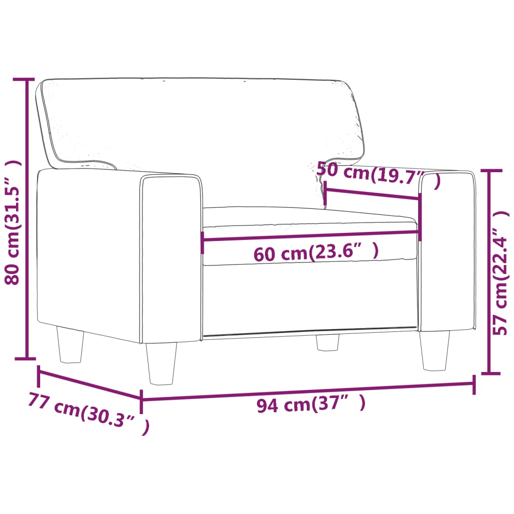 Fauteuil 60 cm kunstleer wijnrood