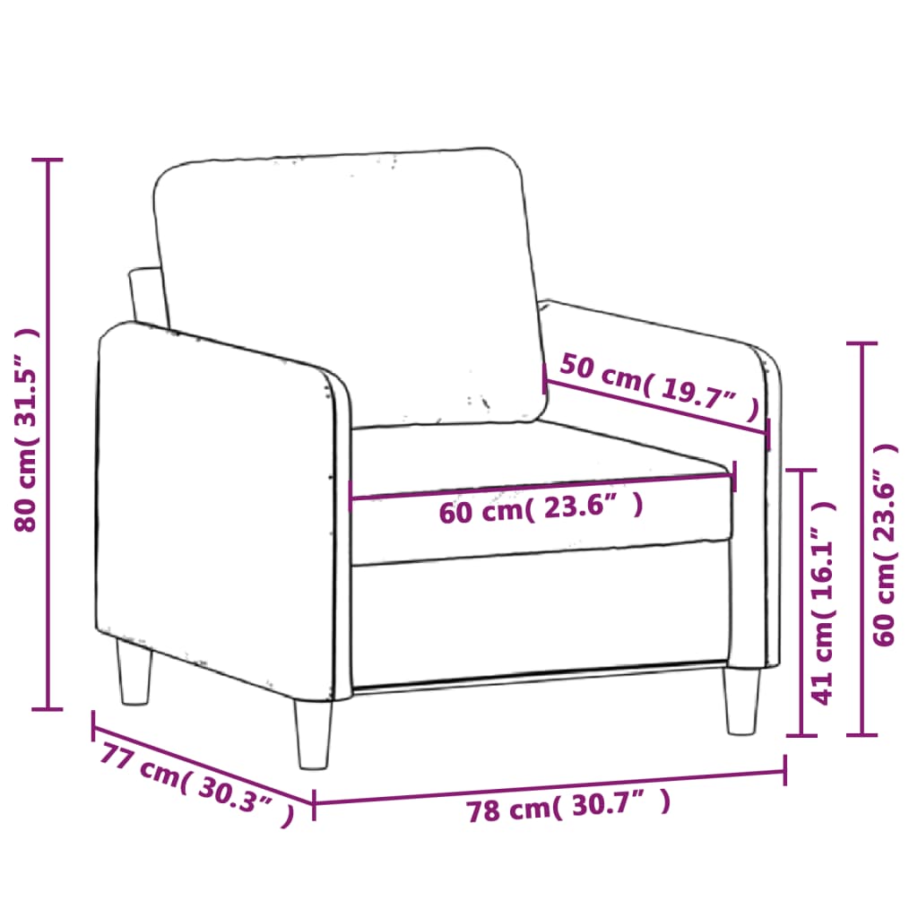 Fauteuil 60 cm fluweel geel