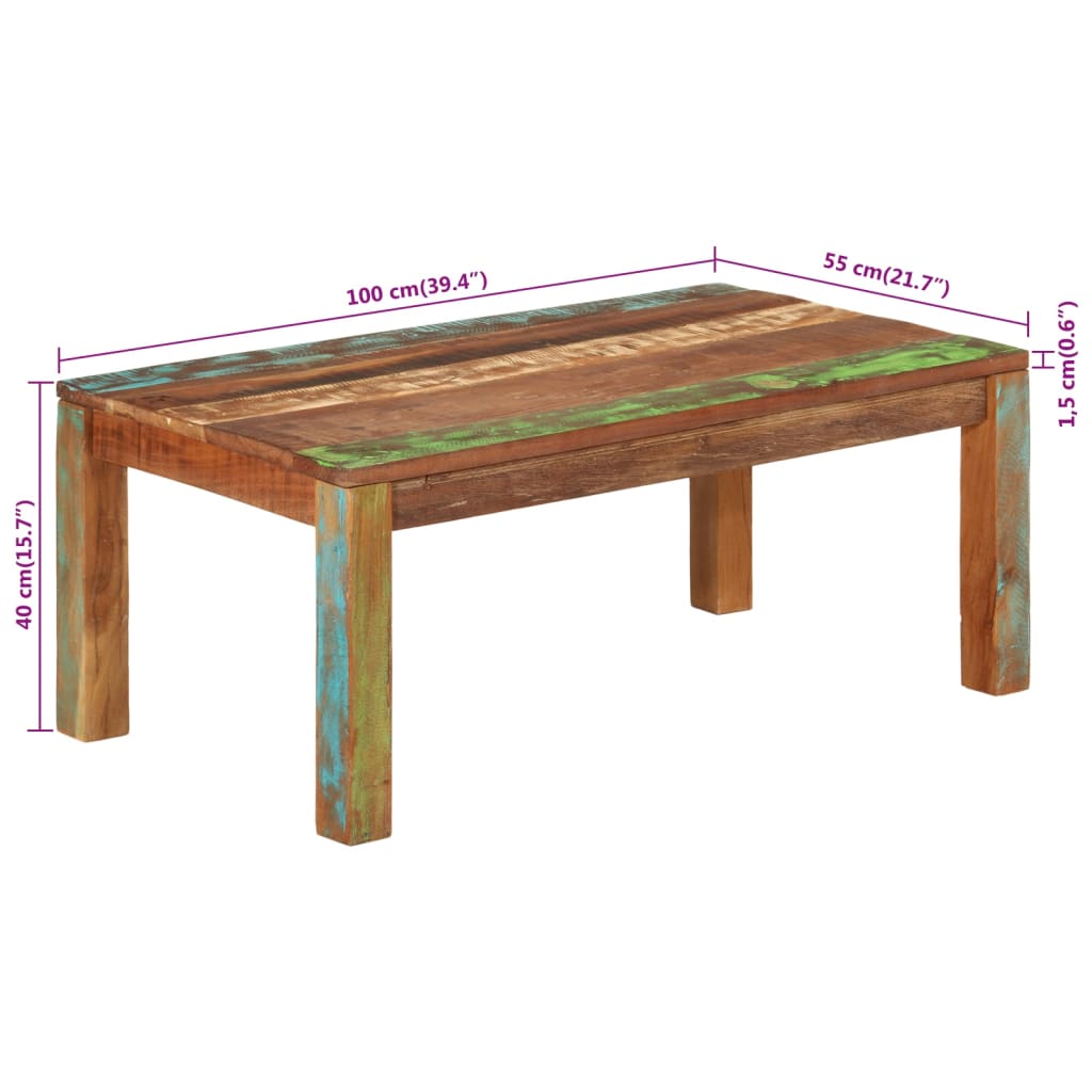 Salontafel 100x55x40 cm massief gerecycled acaciahout