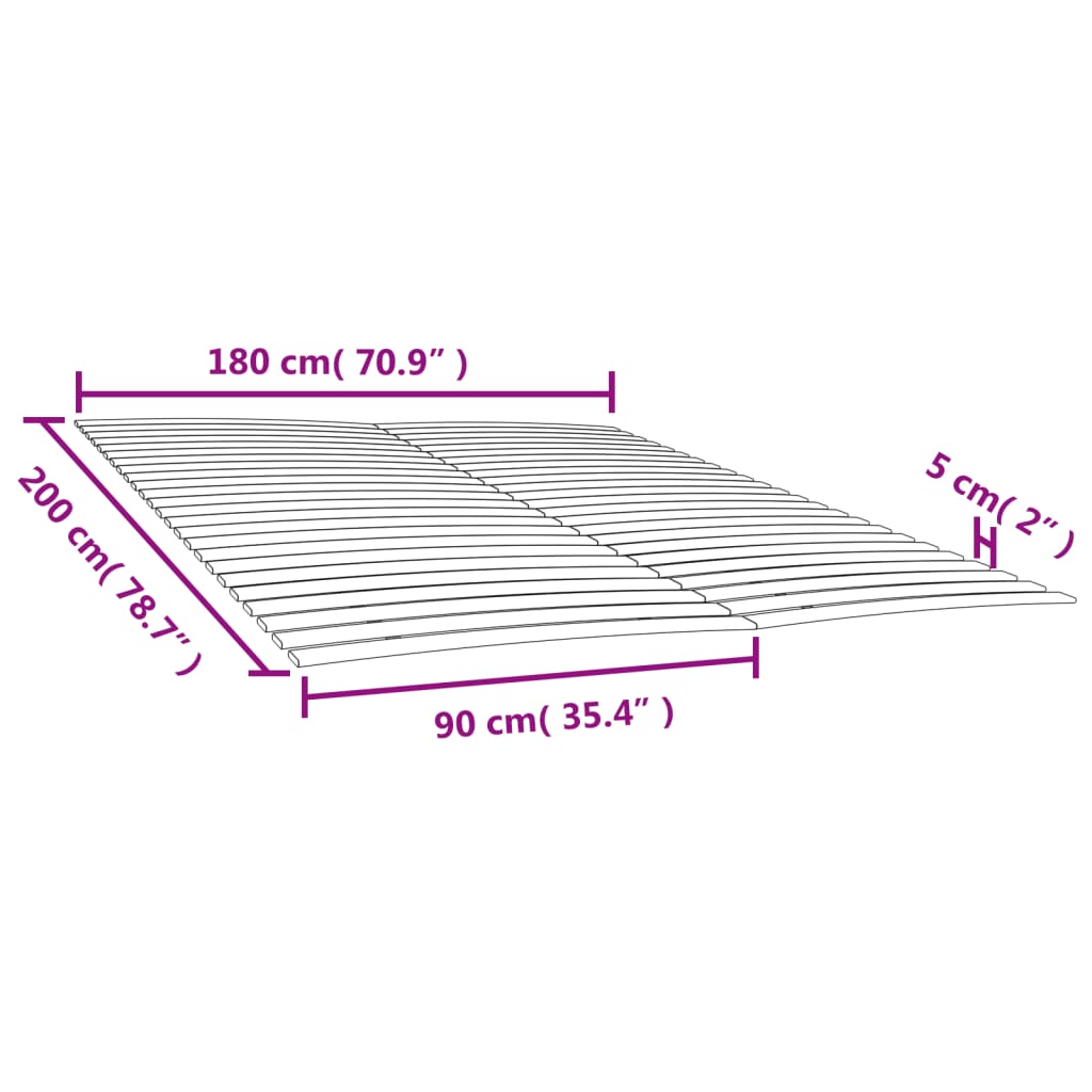 Lattenbodems 2 st met 48 latten 90x200 cm