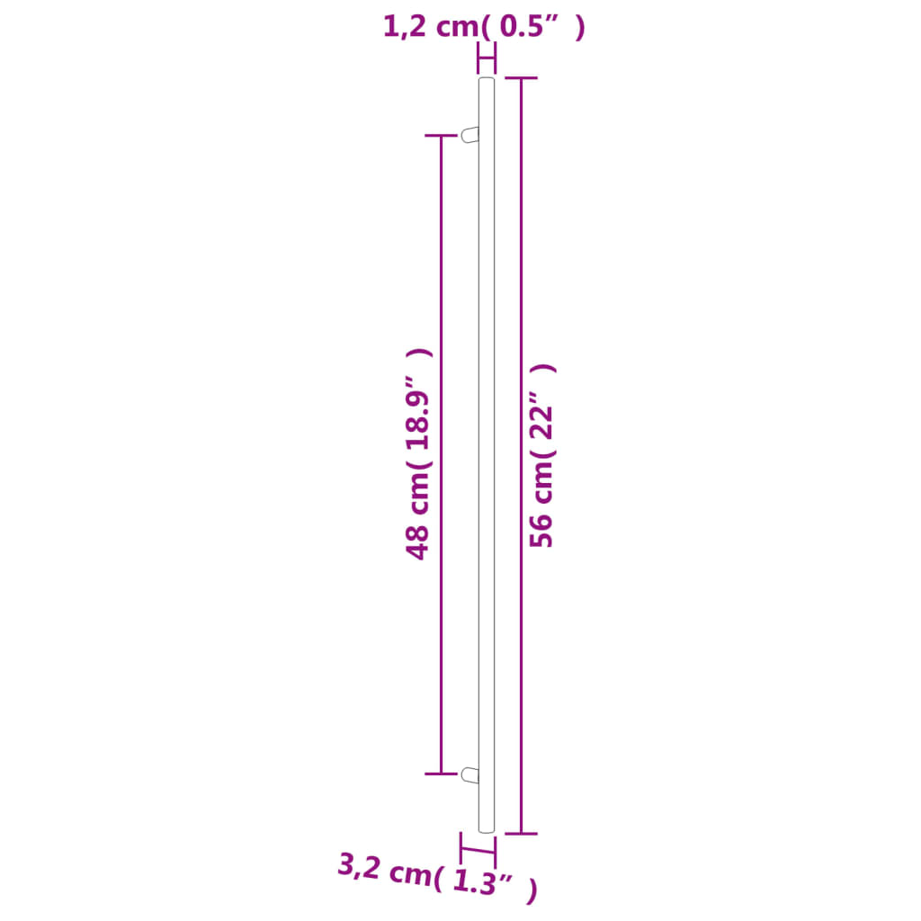 Handvatten 10 st 480 mm roestvrij staal zwart