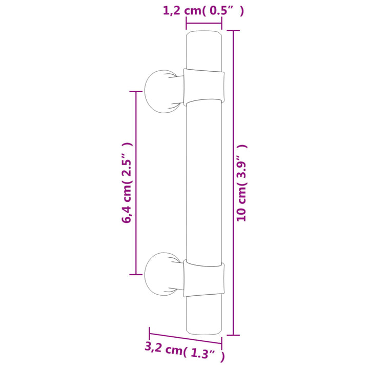 Handvatten 20 st 64 mm roestvrij staal zwart