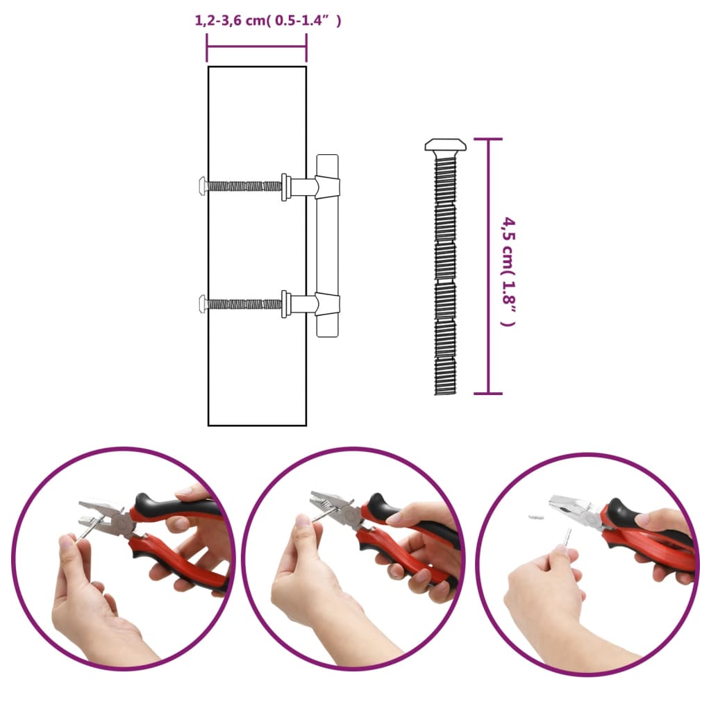 Handvatten 20 st 64 mm roestvrij staal zwart