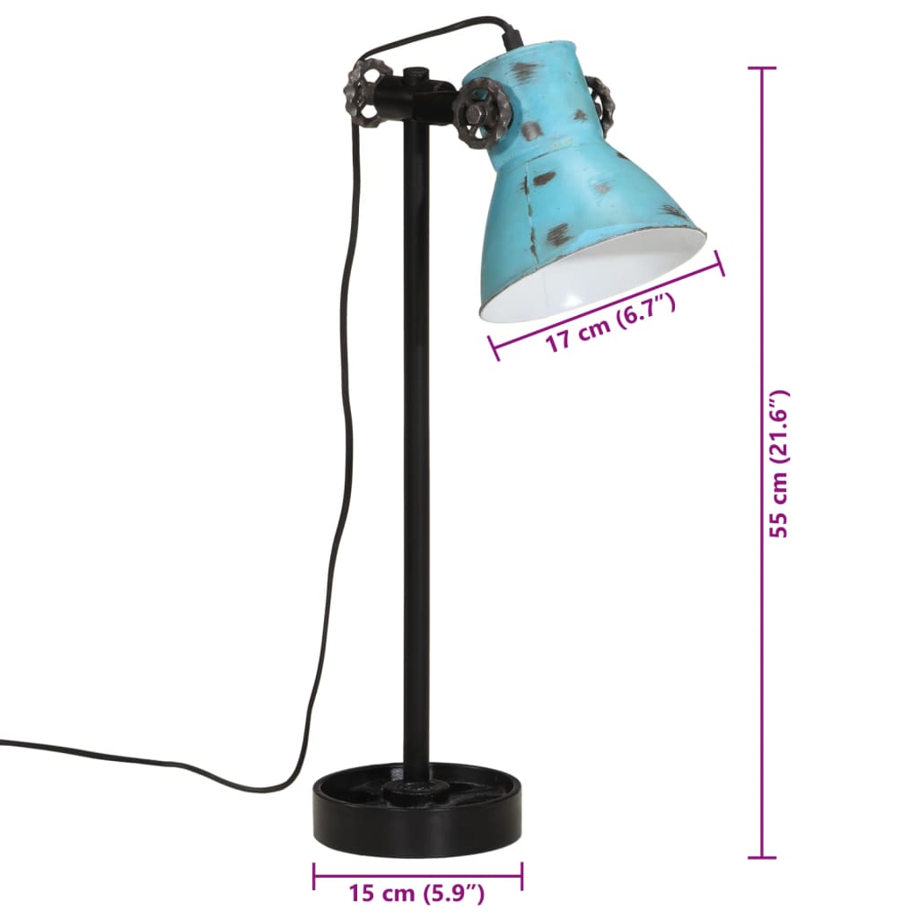 Bureaulamp 25 W E27 15x15x55 cm verweerd blauw