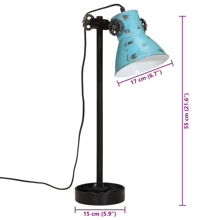 Bureaulamp 25 W E27 15x15x55 cm verweerd blauw