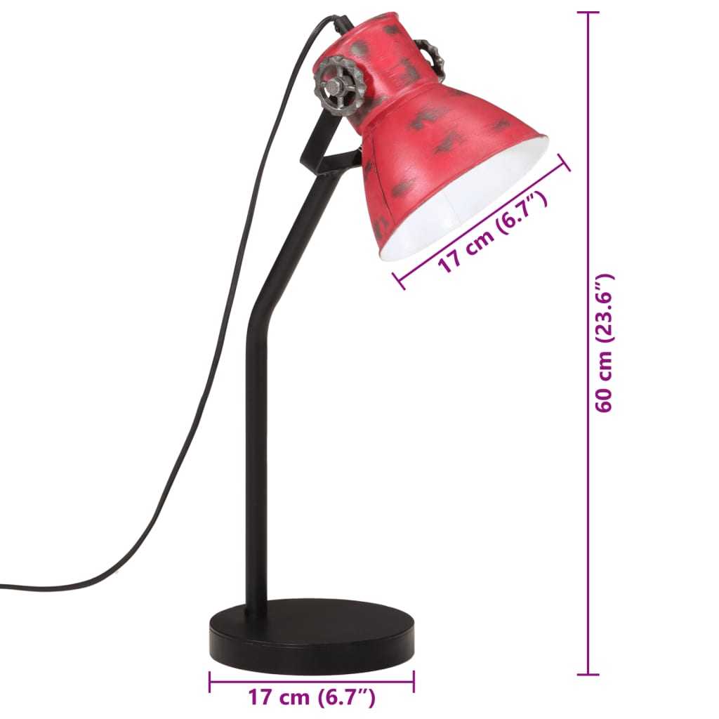 Bureaulamp 25 W E27 17x17x60 cm verweerd rood