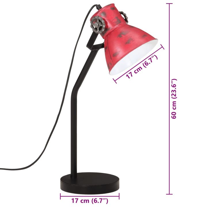 Bureaulamp 25 W E27 17x17x60 cm verweerd rood