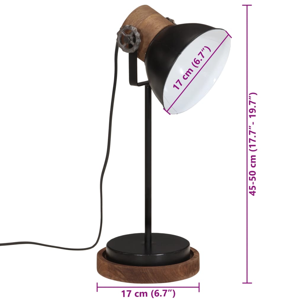 Bureaulamp 25 W E27 17x17x50 cm zwart